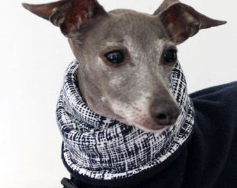 Italian Greyhound Clothing Navy Jammies with Navy Crosshatch Print jersey lined Snood/Neck Warmer - made to order see item details