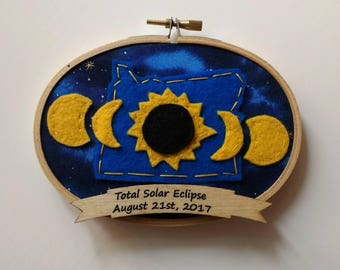 Solar Eclipse Keepsake Embroidery Hoop Ornament