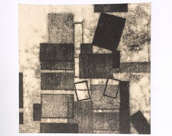 Art Print . Black white + tan Home Decor. Trace 6. Print Size 8" x 8" . unframed .
