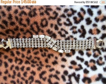 Now On Sale 1950's Rhinestone Bracelet Unique Rare Design Vintage Rockabilly Mad Men Mod Hollywood Regency Collectibles