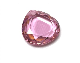 Cubic Zirconia Flat Pear Beads. Pink. Valentine. Sweet 16. Bridal. Teardrop Beads. Faceted CZ. 7mm x 18mm.