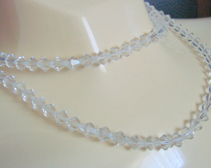 Art Deco Sterling Austrian Crystal Bead Necklace / Matinee / Filigree / Vintage Jewelry / Jewellery