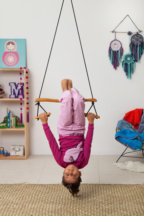 Wooden trapeze bar / indoor play structure/ Wood swing