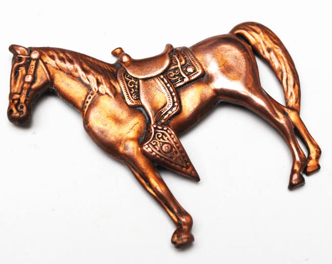 Western Horse Brooch - Copper metal - Equestrian - Southwestern Pin