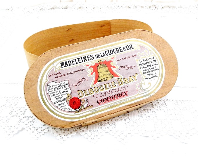 Antique Madeleines de La Cloche D'Or Debouzie Bray Commery Wooden Box, French Spruce Slat Box, Jewelry Trinket Box, Jewelry Casket