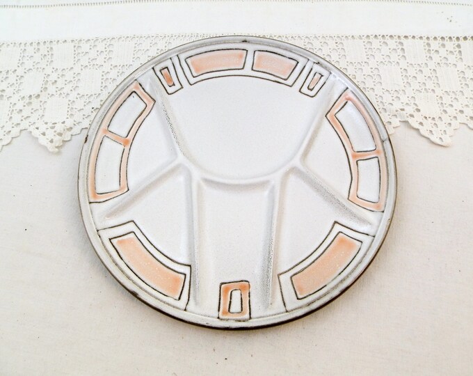 2 Vintage French Niderviller Ceramic Mid Century Raclette / Fondue Plates, Pair of Divided Plates 1960s from France, Retro Division Plate