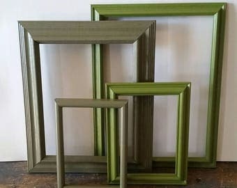 Empty Picture Frame Set Of 4 Green Rustic Wall Decor