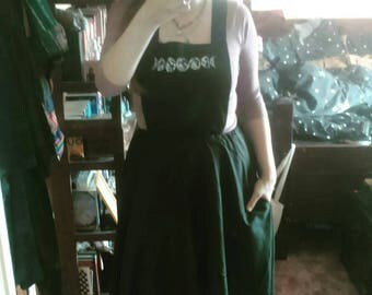 Moonphase black pinafore dress adjustable straps mooncycle full moon witchcraft pagan bruja