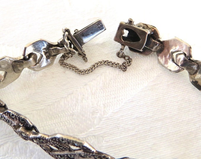 Art Deco Sterling Marcasite Bracelet, Vintage Deco Marcasite, Great Gatsby Jewelry, 1930's Bracelet