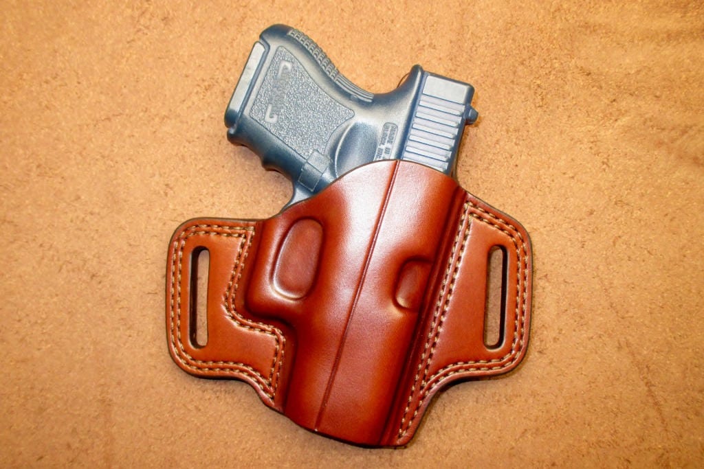 Glock 26 27 33 OWB Pancake Holster Brown Leather Right