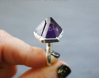 Mid Summer SALE Raw Amethyst Ring // Amethyst Ring // Silver Ring // Gemstone Ring // Raw Amethyst // February Birthstone // Crystal Ring
