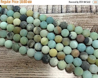 25% OFF 6mm Matte Amazonite Gemstone Beads Round Beads , Full 16 inch Strand , Ocean Blue Gemstone Beads - 60+ beads - SAMZ105