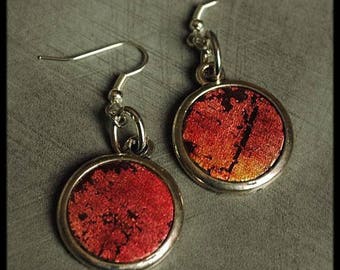 Orange fuchsia earrings black polymer