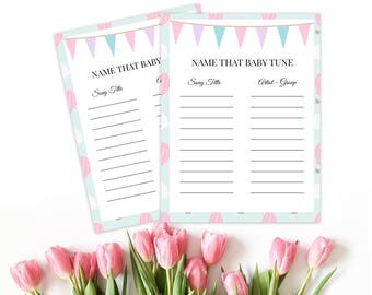 Baby song game, name that tune, name that baby song, name that song game, name that song, spring shower game, icebreaker, dear baby game,
