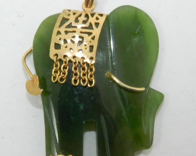 Antique JADE Elephant Pendant Charm Only, Lucky Elephant, Chinese New Year. Green Jade Jewelry, Elephant Jewelry, Unisex Ladies Men Gift