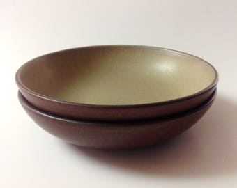 Vintage Edith Heath Cereal, Soup Bowls, Set Of 2, Heath Ceramics California Pottery Sand, Brown, Bowls, 2
