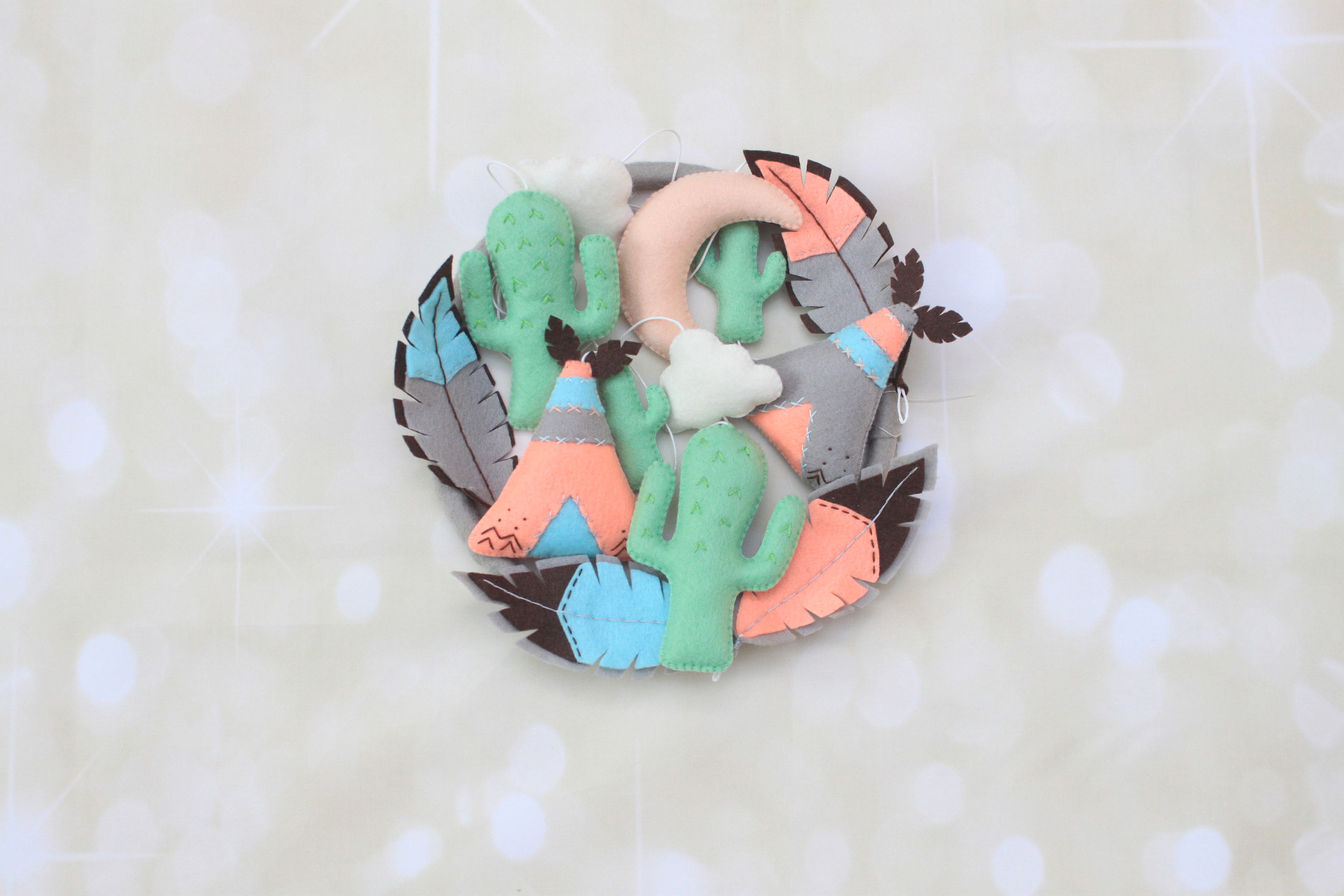 Baby mobile Tribal nursery mobile Feathers mobile Teepee