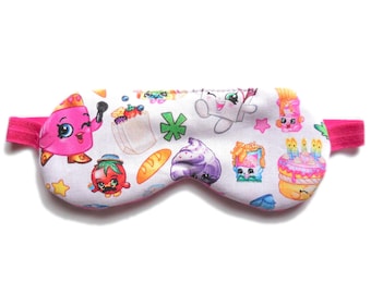 Sleep Mask Girls, Eyemask Kid, Blindfold Child, Eyeshade Pink Cotton,Shopkins Sleepmask, Shopville Night Travel Eye Shade Cover Toddler