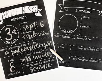 Back to School Printable, First Day of School Sign, First Day Chalkboard, Back to School Chalkboard, First Day Fill-in, Download