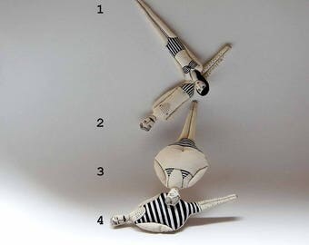Swimmer Doll,Textile Ornaments,Swimmers in Black and White Bathing Suits,Hand Painted Soft Dolls,Wall Decor,Summer Decor
