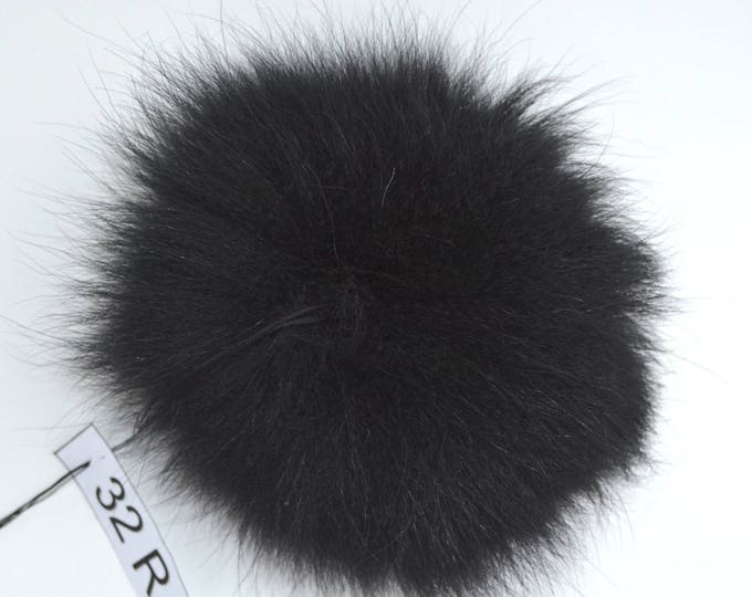 6,5" SUPER THICK POMPOM! Fox Pom Pom, Fur Pom-Pom, Real Fur, Genuine Fur, Ideal for hat, Handmade, Child, Black Pom Pom, Knit hat, Cap, hat