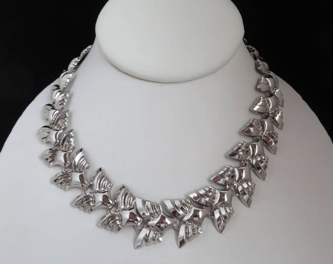 Silver Tone Links Necklace, Vintage Butterflies Choker, Gift for Her, Gift Boxed
