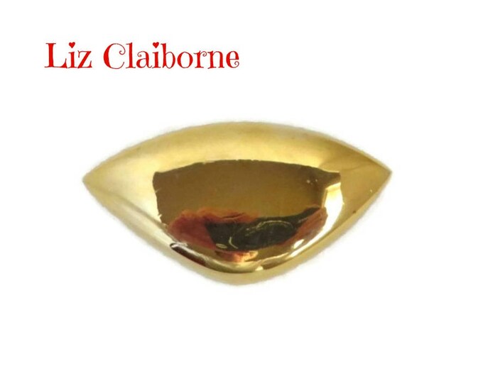 Vintage Liz Claiborne Wedge Brooch - Mirror Shine Gold Tone Wedge Pin, Gift For Her