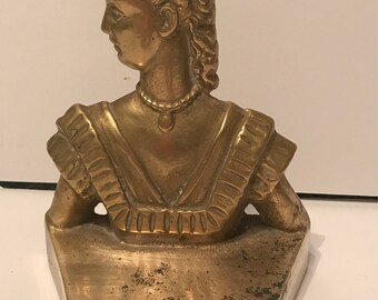 Vintage solid brass Scarlett O'Hara book end / doorstop Gone with the wind