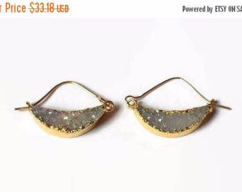 Moon Earrings, gifts for her, bridesmaids gifts, druzy earrings, boho earrings, girlfriend gifts, crescent moon earrings, druzy moon