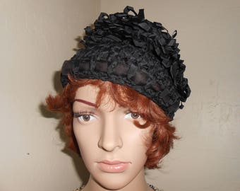 Vintage Black Ribbon Hat