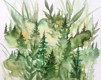Everything Green - Original Watercolor Painting