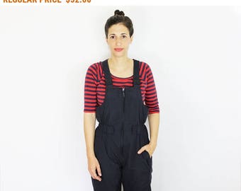 Vintage Black Ski Suit/ Puffy Mechanic Overalls/ Unisex Black Jumpsuit