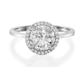 2 ct Moissanite ring- Moissanite halo Engagement Ring-White Gold Ring-Engagement Ring-promise ring-halo diamond engagement ring- For her