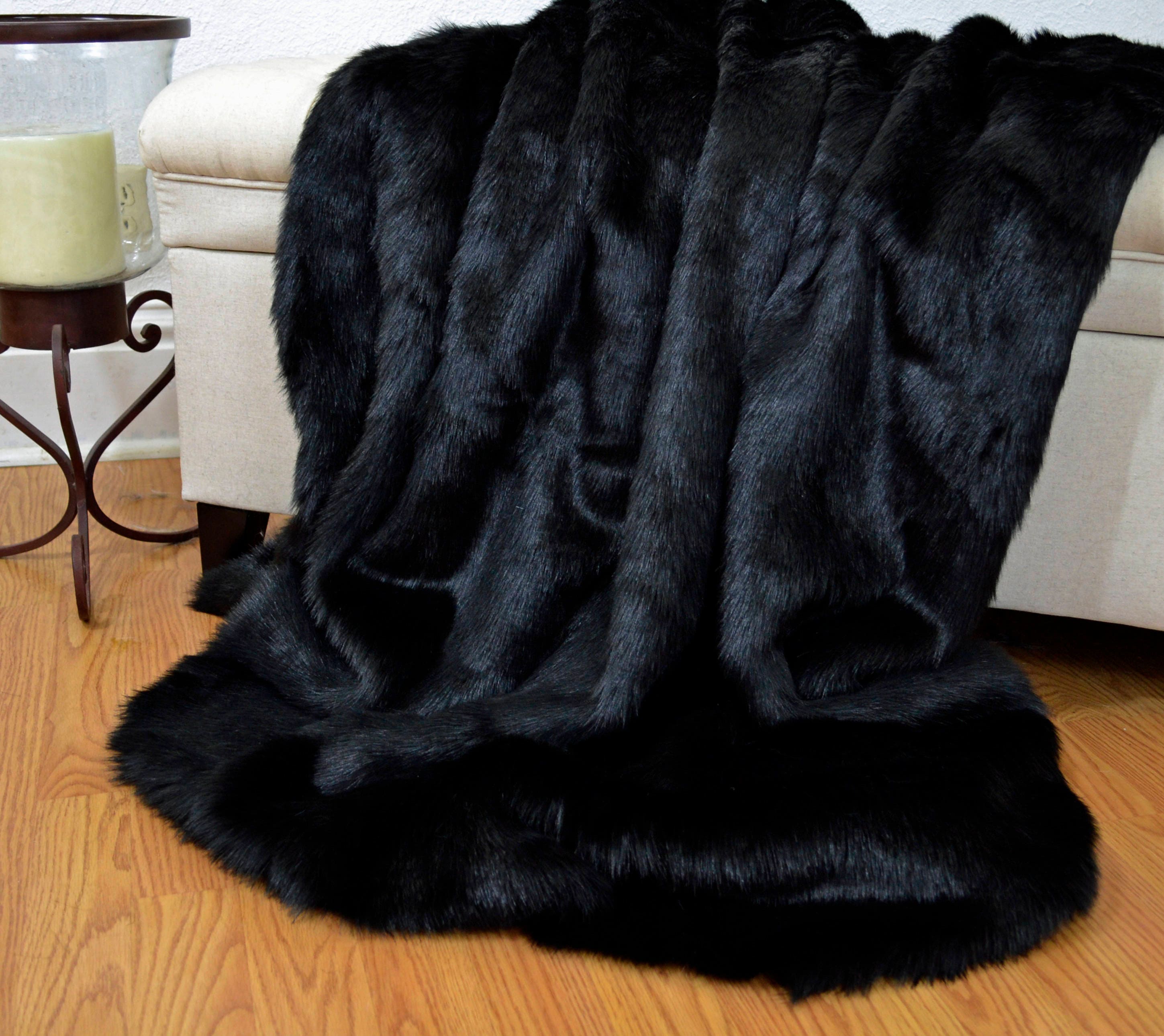 Faux Fur Throw Stunning Jet Black Faux Fur Black Bear