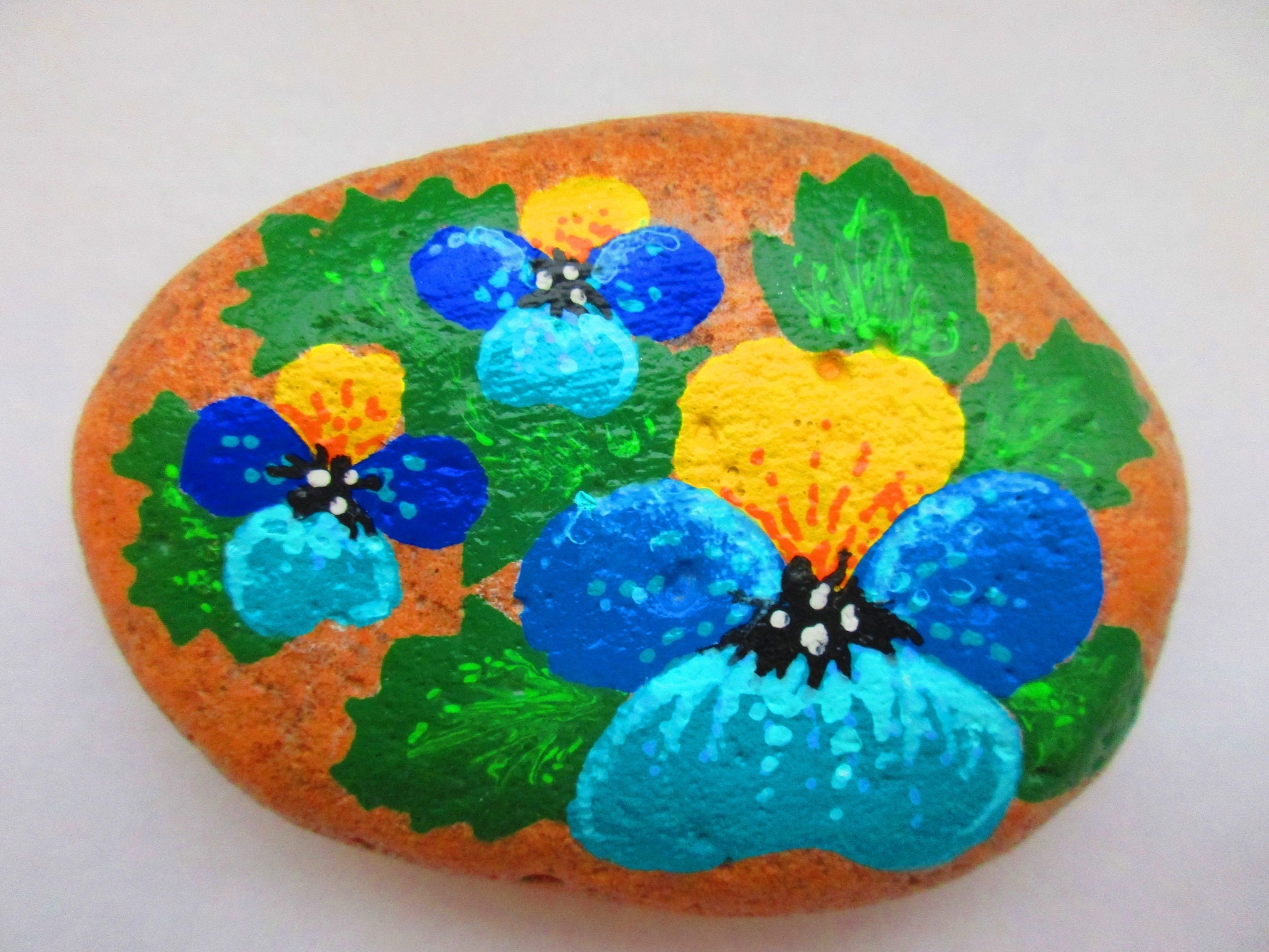 PANSIES Painted Rock