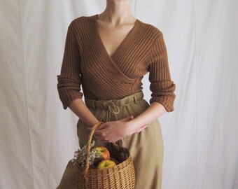 90s Ribbed Knit Cinnamon Top M L