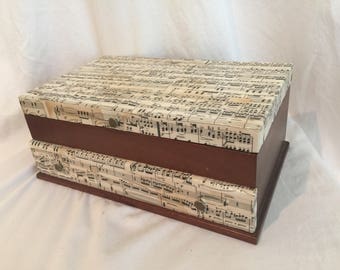 1893 antique sheet music decoupage wooden vintage jewelry box
