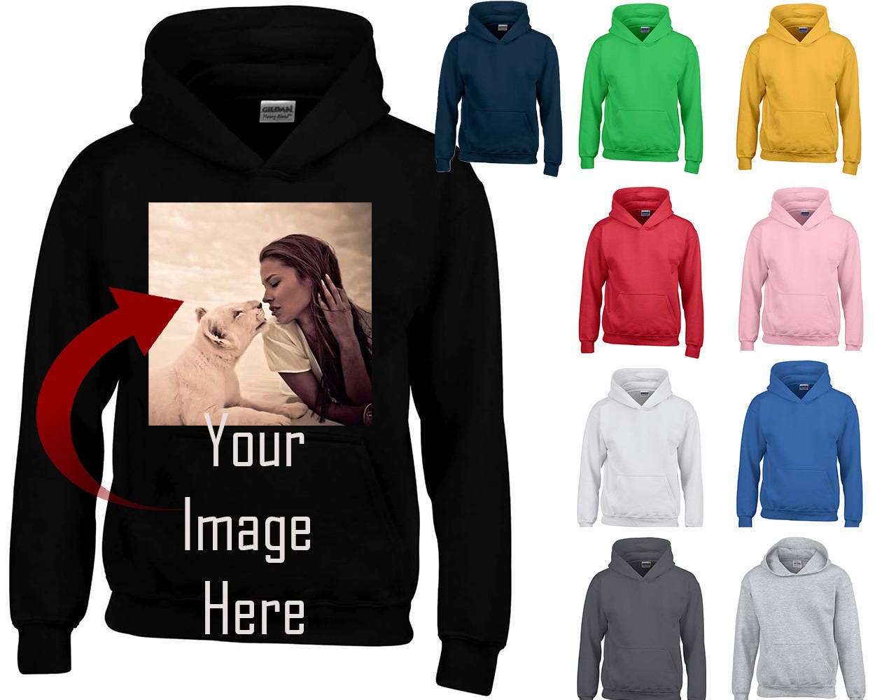 Personal Custom HOODIE Sweatshirt Create Your Text or Logo