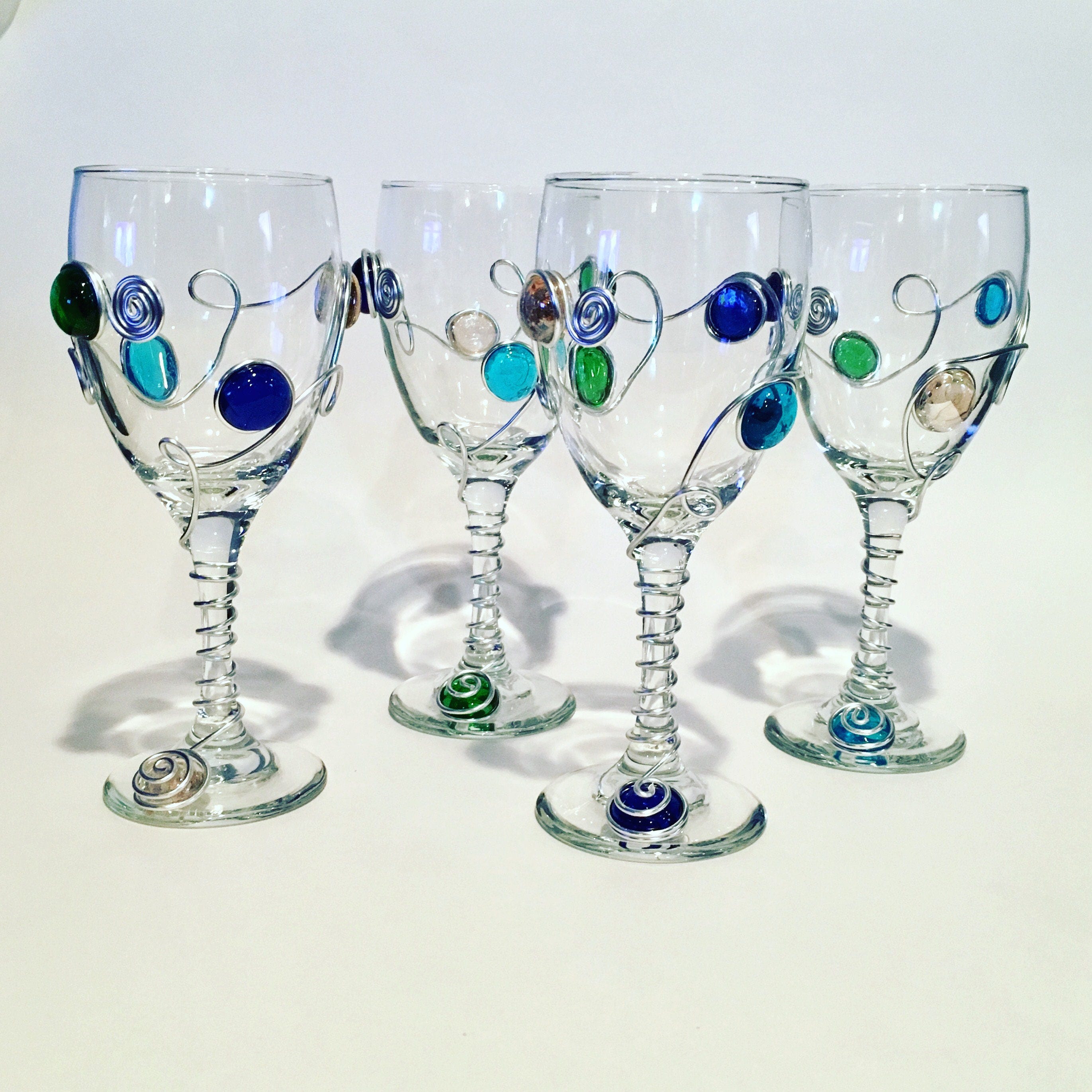 Download Beaded Wine Glass Set of 4 Wire Wrapped Wine Glass Wine