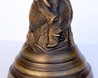 Dad gift Brass bells Wild boar figurine Bronze table bell Modern bronze Art Home sculptures Decor Bronze Grandpa gift Mens gift for hunter