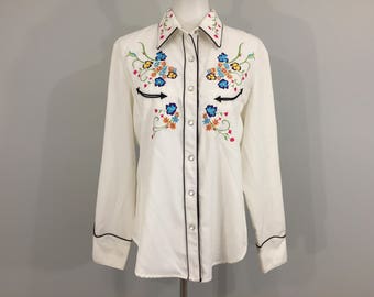 Chemise Western XL Avec Strass - Bleu Canard Et Noir - Fermeture éclair - Neuf