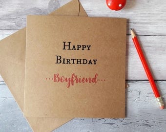 Boyfriend birthday card, birthday greetings boyfriend, cards for boyfriend, cards for him, happy birthday, simple quote, Kraft brown square