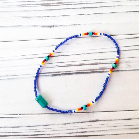 Blue Anklet Blue Ankle Bracelet Blue Beaded Anklet Arm