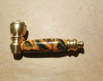 Custom Made Metal Smoking Pipe 2.5" (Black/Orange) Swirl