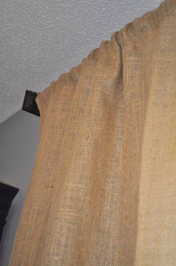 Burlap Window Curtain Panel 40 Width x Custom Length