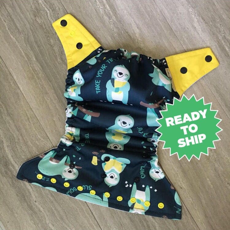 READY TO SHIP Cloth Diaper Cover / Snuggly Sloths