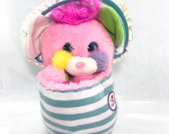 Vintage 80s Cribsy Pink Baby Popples Popple Plush Stuffed Animal Toy E03