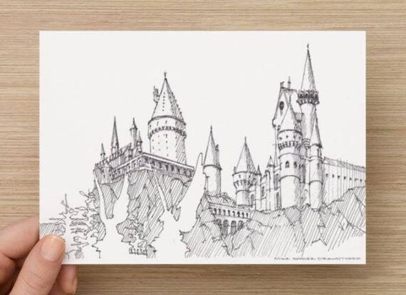 Ink Sketch of Hogwarts Castle at Wizarding World of Harry