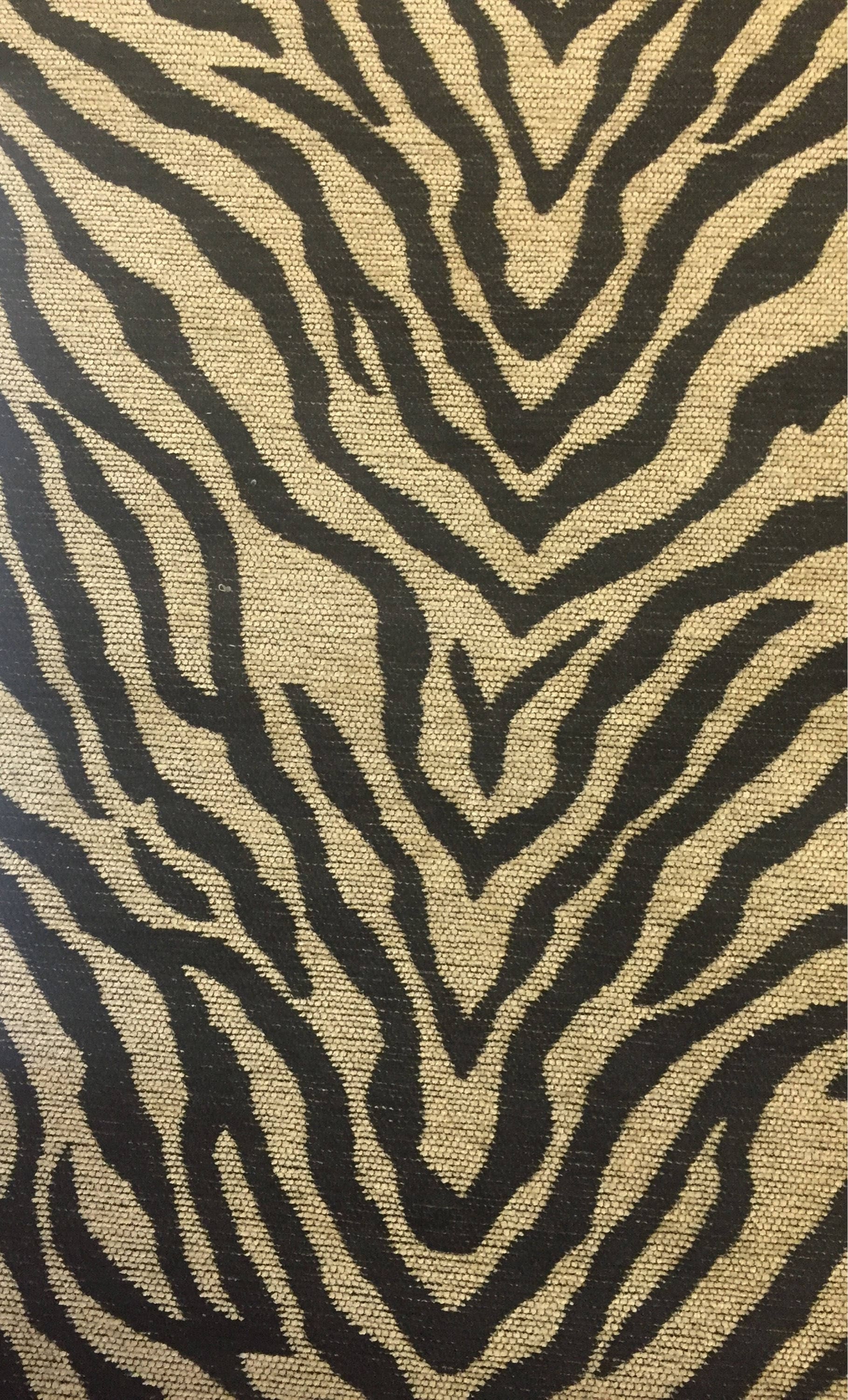 Cream and Black Zebra Animal Pattern Upholstery Fabric by The Yard