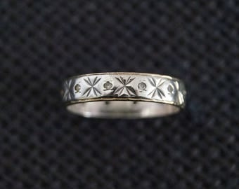antique sterling silver and 9 ct gold eternity ring wedding band vintage wedding ring - Vintage Wedding Ring antique sterling silver and 9 ct gold eternity ring wedding band vintage wedding ring - Vintage Wedding Ring